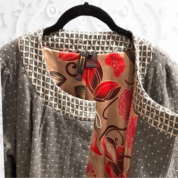 Vintage Nelli USA By Janice Jaraicie Wool Button Up Satin Interior Waist Tie Lrg - Picture 6 of 12